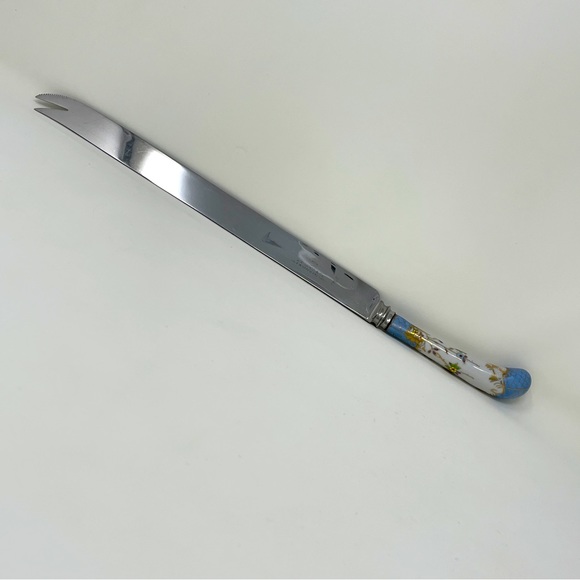 Vintage A.E. Lewis & Co Carving Knife Porcelain Handle Stainless Steel England - Picture 1 of 15